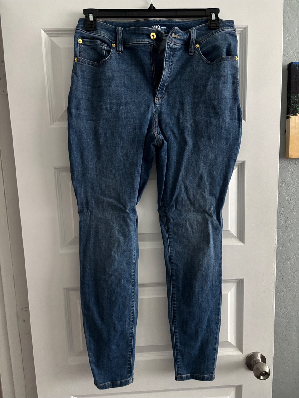 INC International Concepts Women’s  Blue Slim Stretch Straight Jeans